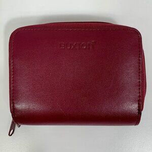 BUXTON Wine Red Leather Accordion Double Zip Around Credit Card ID Holder Wallet